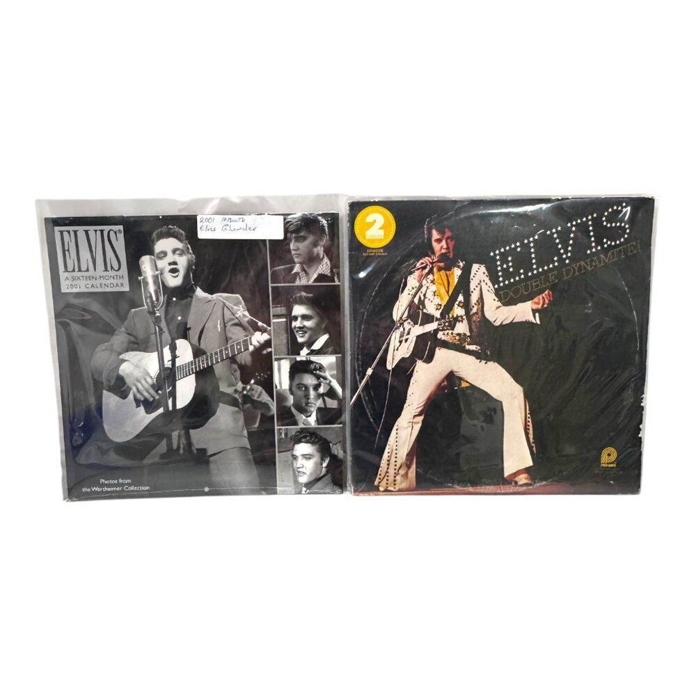 Elvis Double Dynamite Vinyl & 2001 16-Month Calendar Set Original LP Record Lot